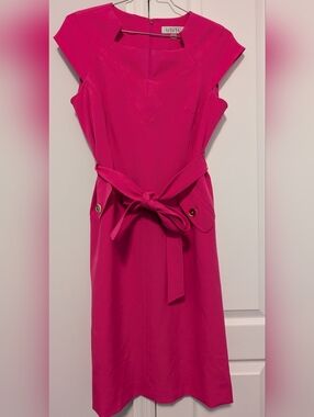 Bright Fuchsia Belted Sheath Dress